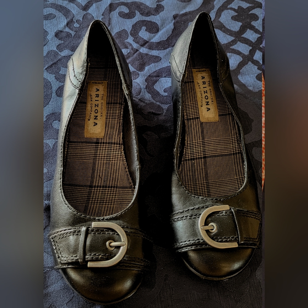Arizona ballet low wedge heels black women's 7